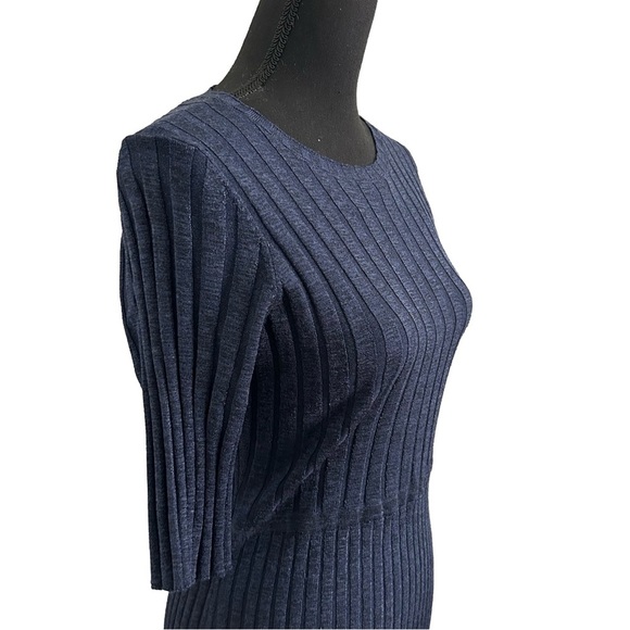 Ann Taylor Blue Light Knit Ribbed Pull On Dress - Picture 3 of 5